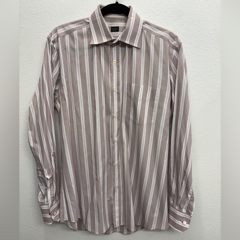 PAUL SMITH soft multicolor striped long sleeve button down shirt 16/17